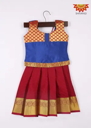 1 Year Girls Art Silk Pattu Pavadai Maroon