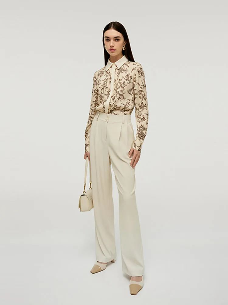 19 Momme Mulberry Silk Floral Printed Lapel Women Shirt