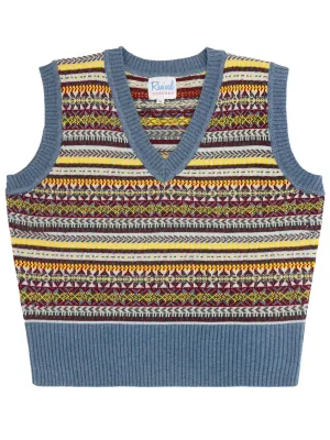 1940s Vintage Melvin Fair Isle Tank Top in Paridae Blue