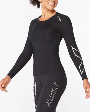 2XU Core Compression Women's Long Sleeve Tops (Black/Silver)