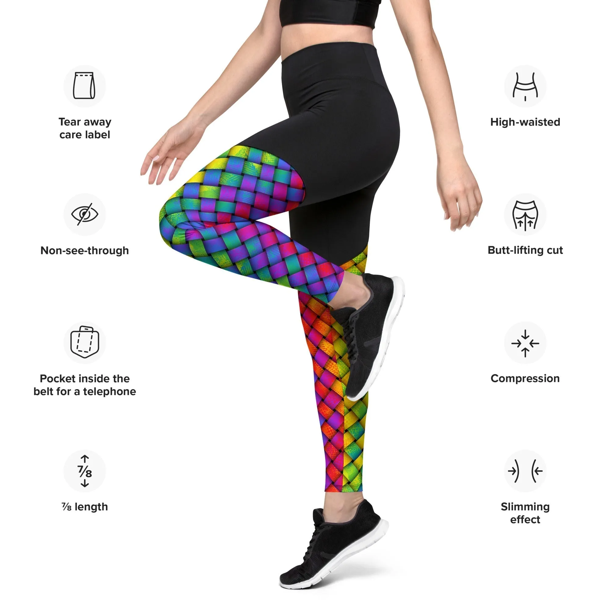 3D Rainbow Pattern Compression Leggings