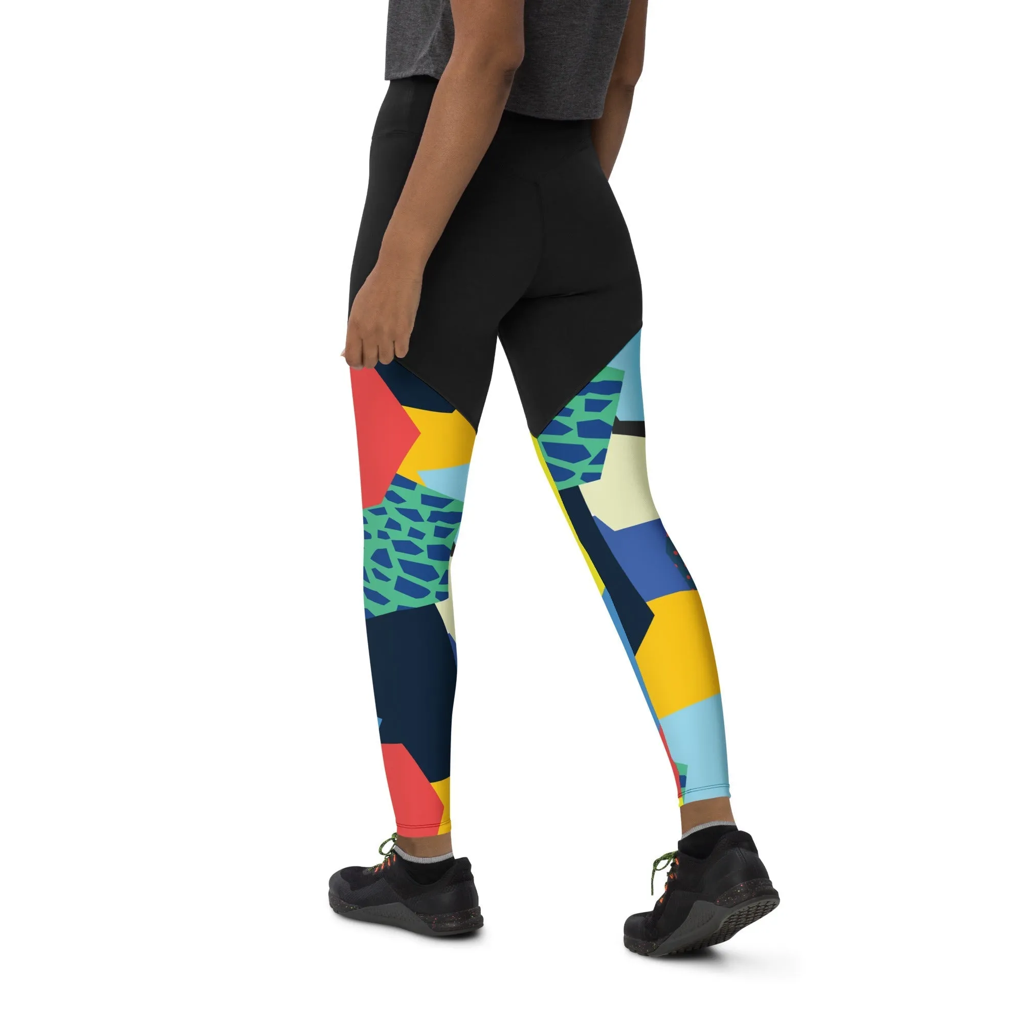 90s Color Block Compression Leggings