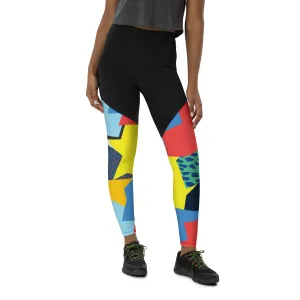 90s Color Block Compression Leggings