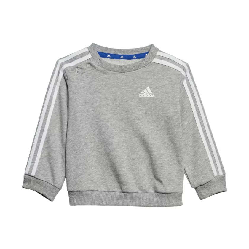 Adidas Essentials 3 Stripes children's tracksuit IJ6338 grey-white-light blue