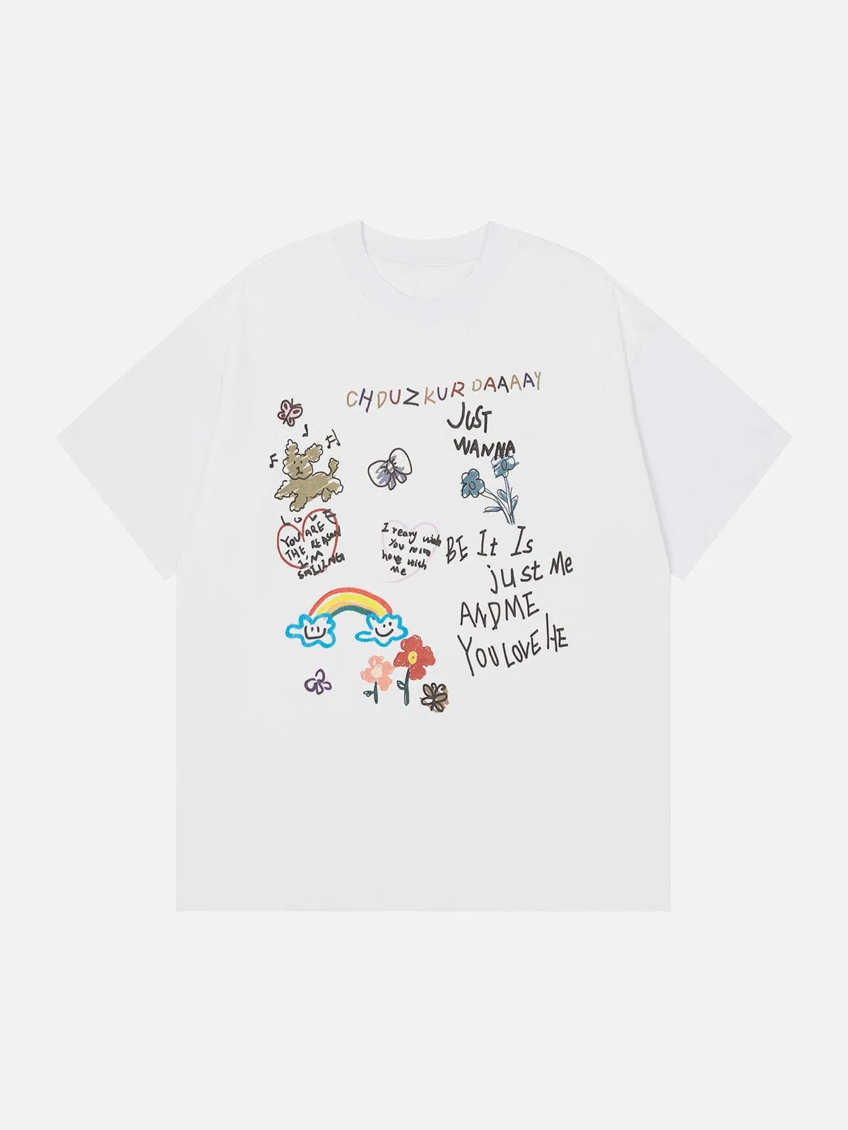 AlanBalen® - Cartoon Hand Painted Print Tee