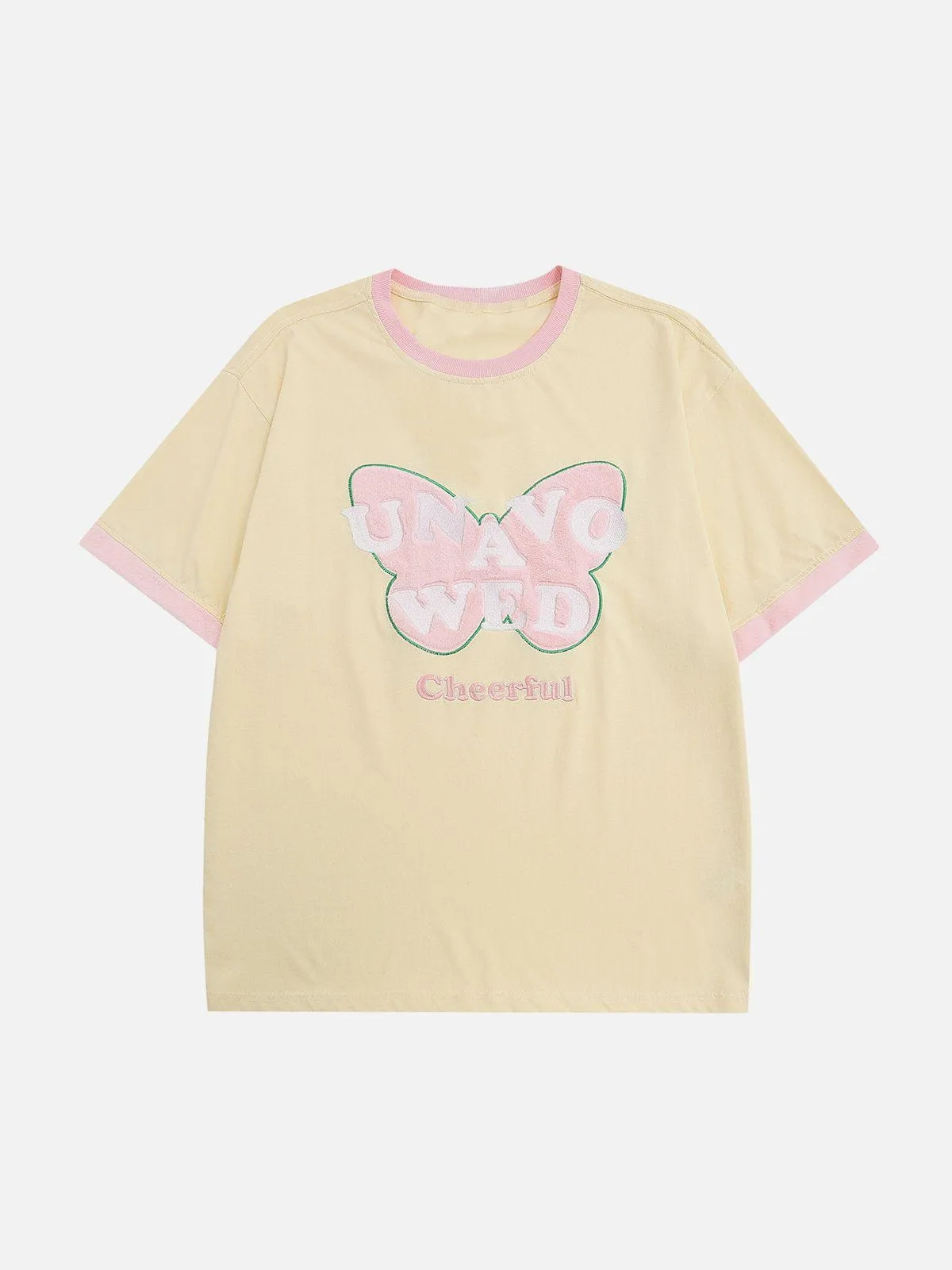 AlanBalen® - Flocking Butterfly Embroidery Tee