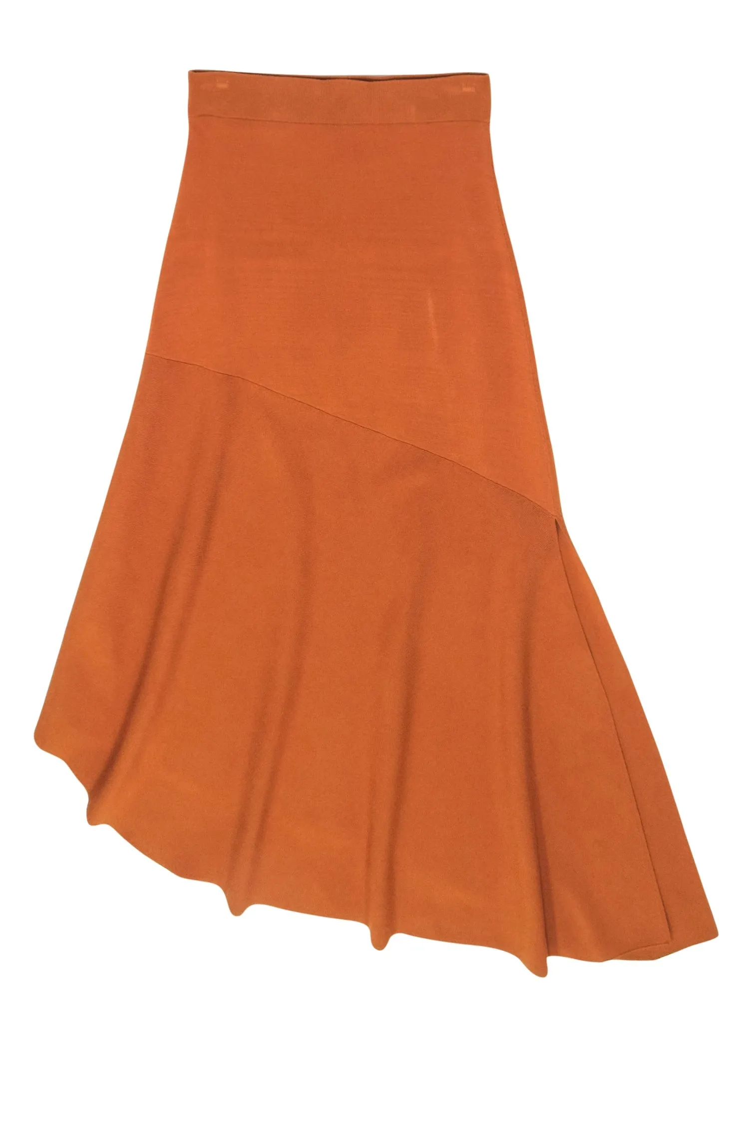 A.L.C. - Burnt Orange Knit Sweater Skirt w/ Asymmetrical Hem and Slit Sz S