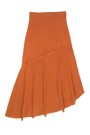 A.L.C. - Burnt Orange Knit Sweater Skirt w/ Asymmetrical Hem and Slit Sz S