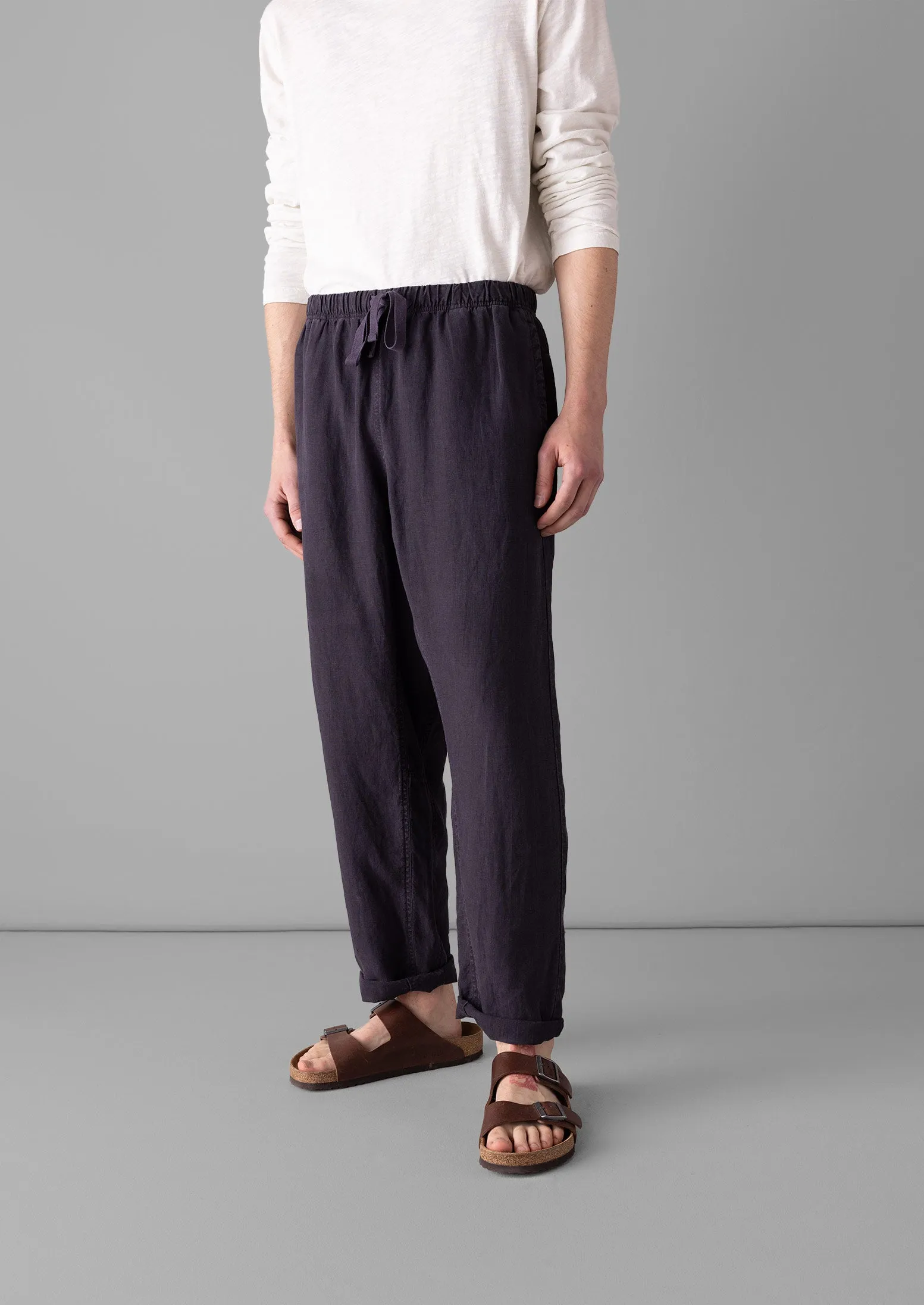 Alfie Garment Dyed Linen Trousers | Slate