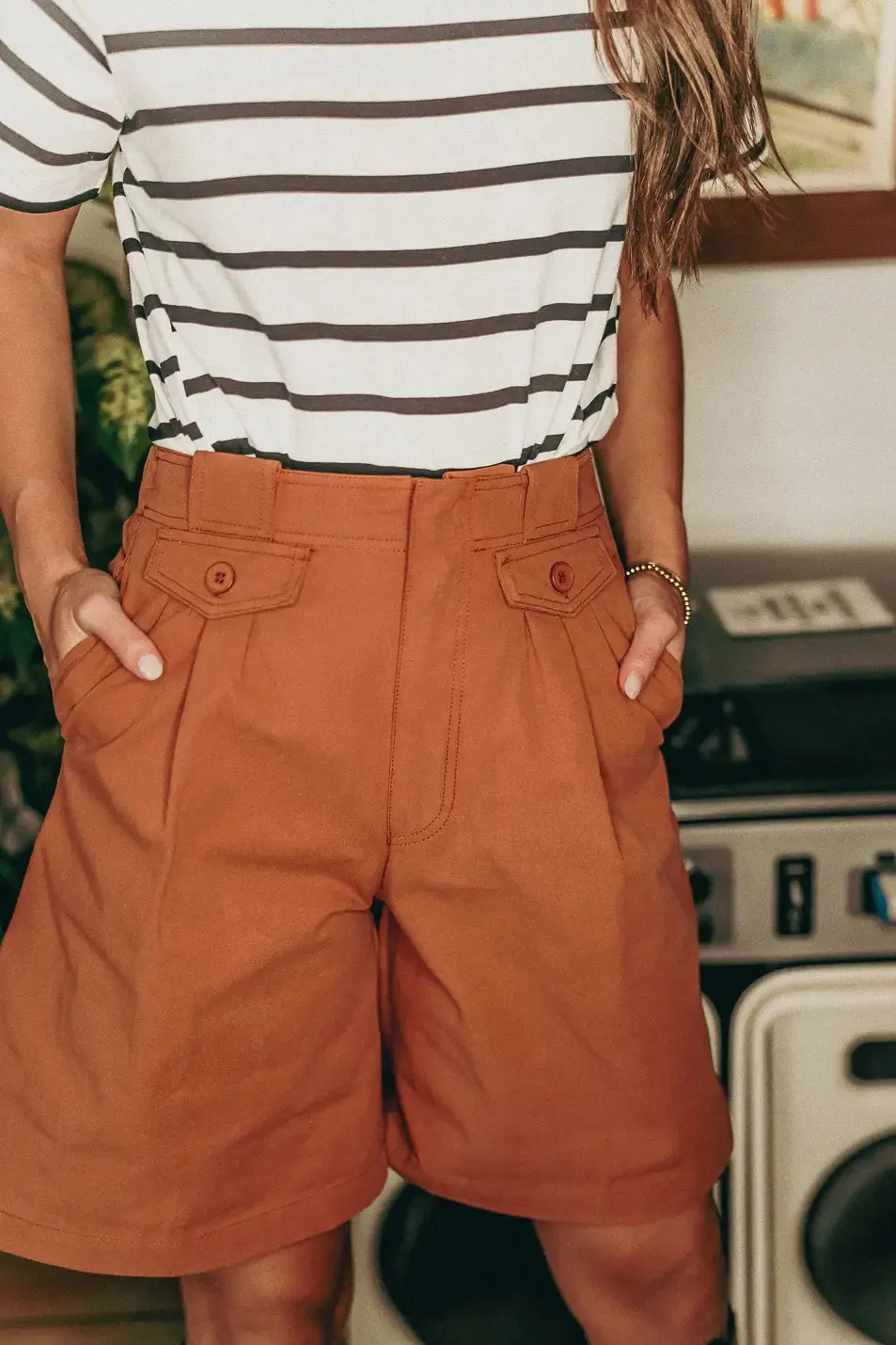 Amelia Bermuda Shorts in Rust - FINAL SALE