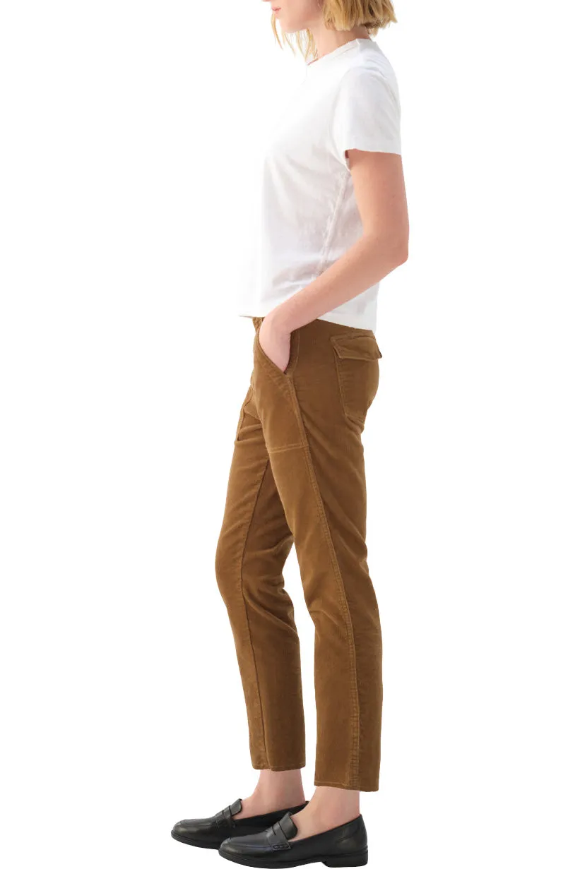 AMO Denim Corduroy Easy Army Trousers in Walnut