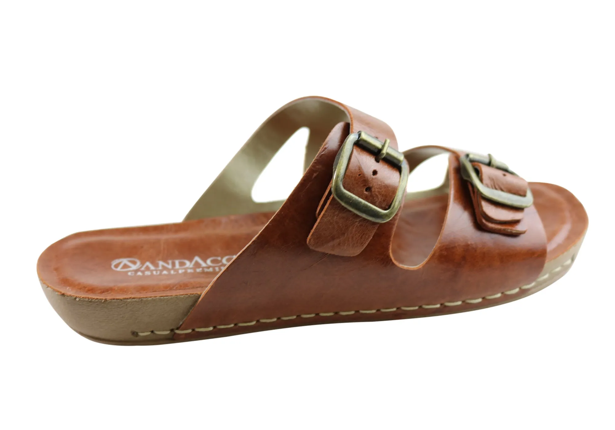 Andacco Angelika Womens Brazilian Comfortable Leather Slides Sandals