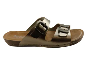 Andacco Angelika Womens Brazilian Comfortable Leather Slides Sandals