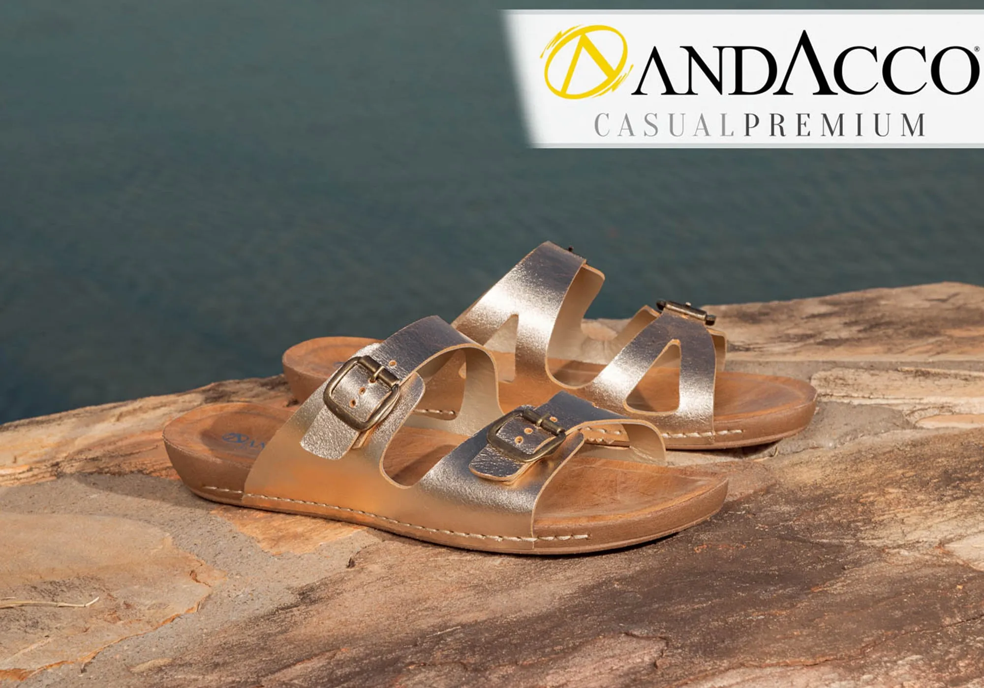 Andacco Angelika Womens Brazilian Comfortable Leather Slides Sandals