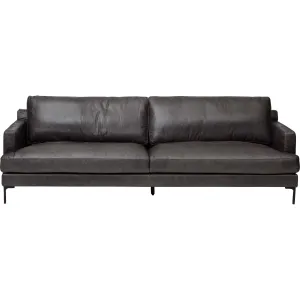 Ansel Leather Sofa, Marseille Black