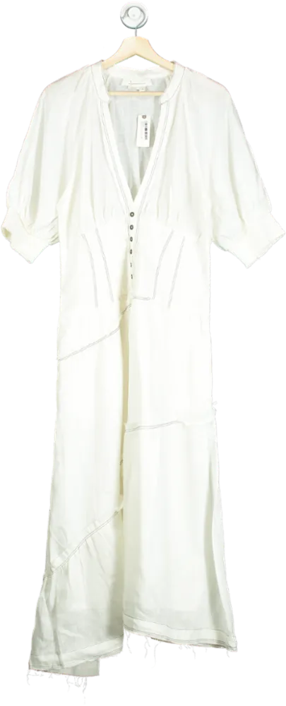 Anthropologie White Linen Maxi Dress UK M