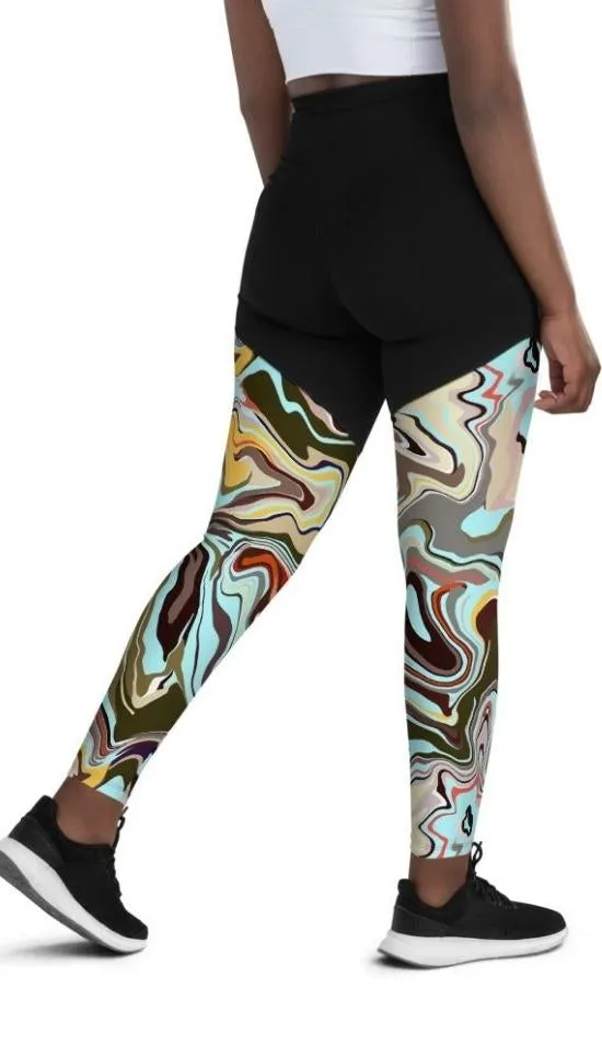 Aqua Marble Compression Leggings