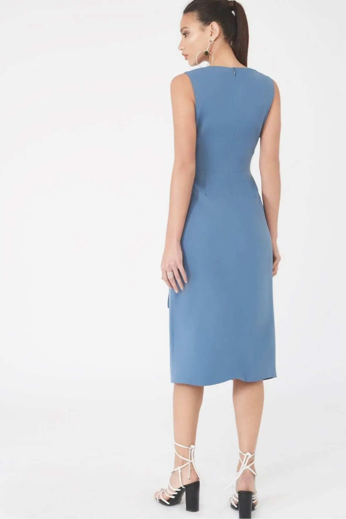 Asymmetric Fold Over Midi Dress