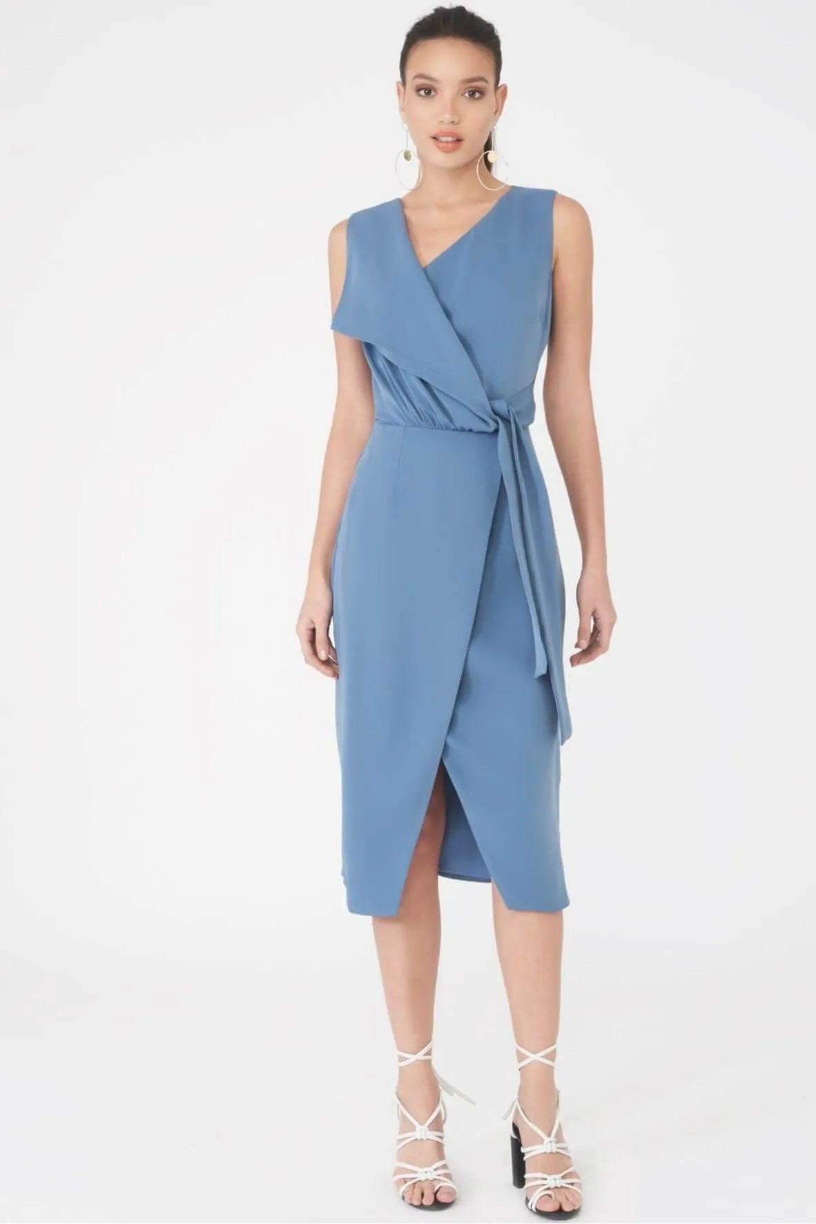 Asymmetric Fold Over Midi Dress