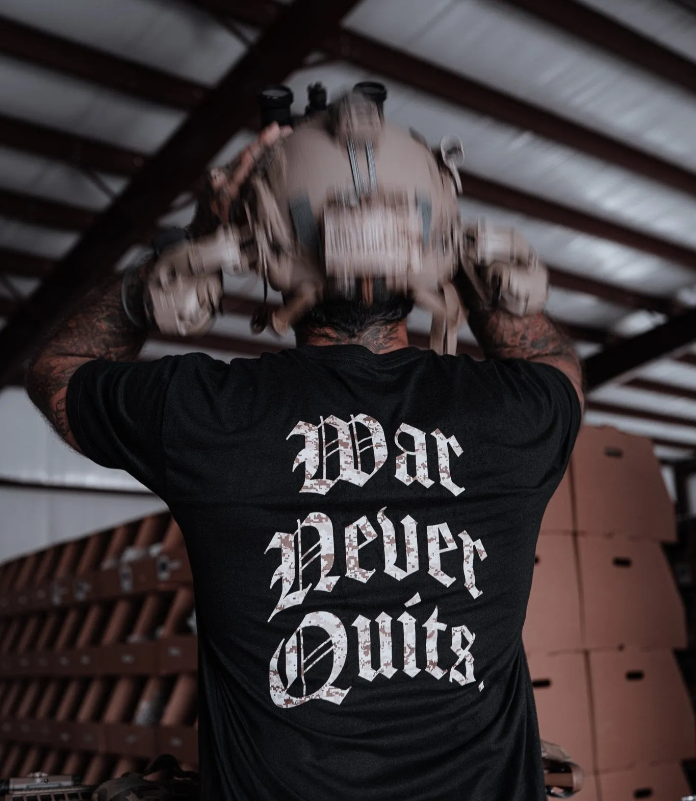 Durable Military Training Tee - War Never Quits Design