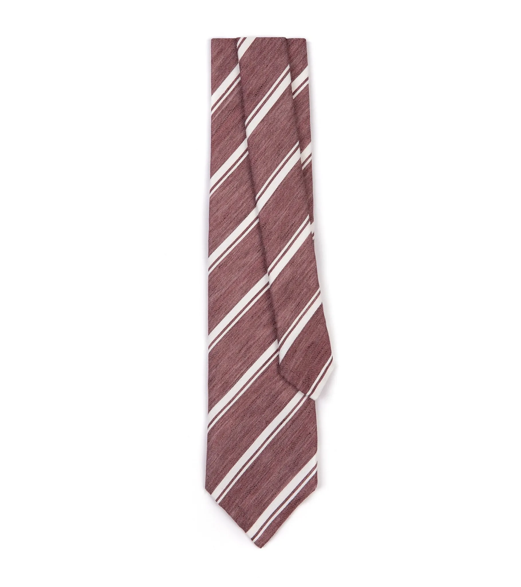 Bigi Cotton Silk Linen Stripe Tie: Burgundy