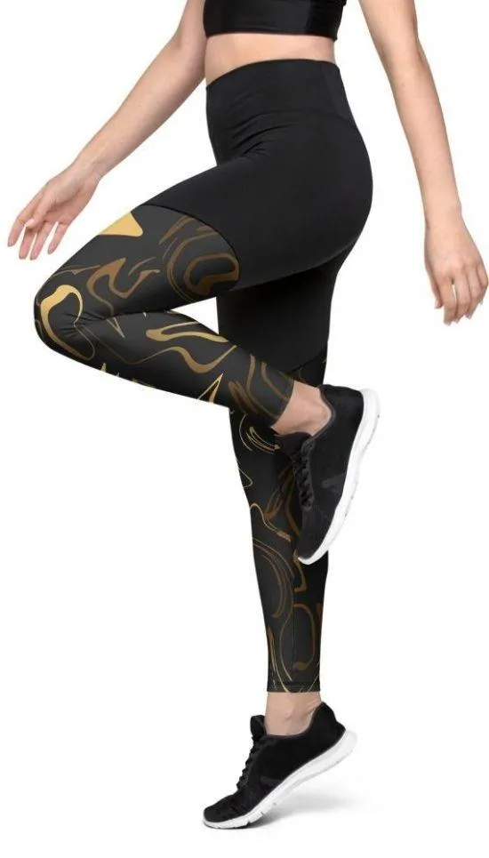 Black & Gold Compression Leggings