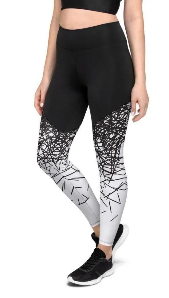 Black & White Ombre Compression Leggings