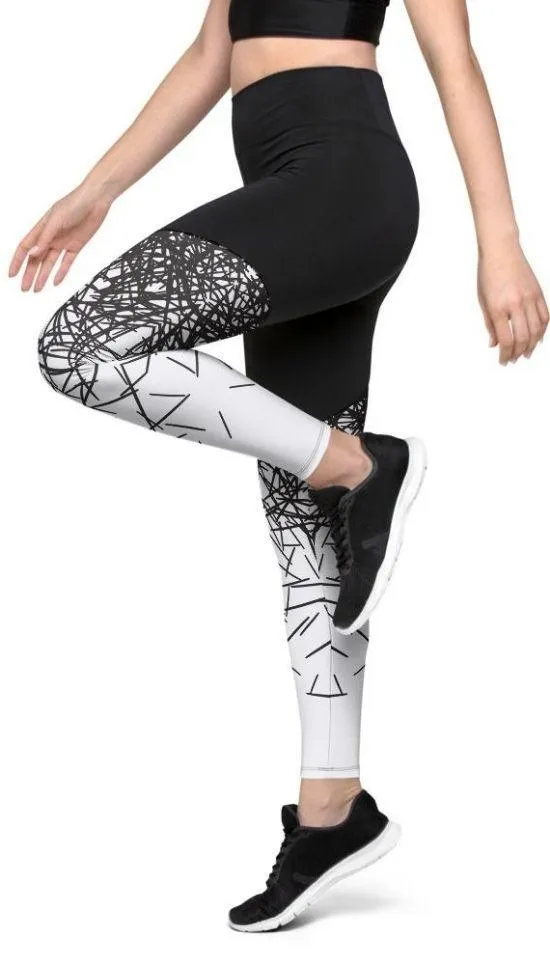 Black & White Ombre Compression Leggings