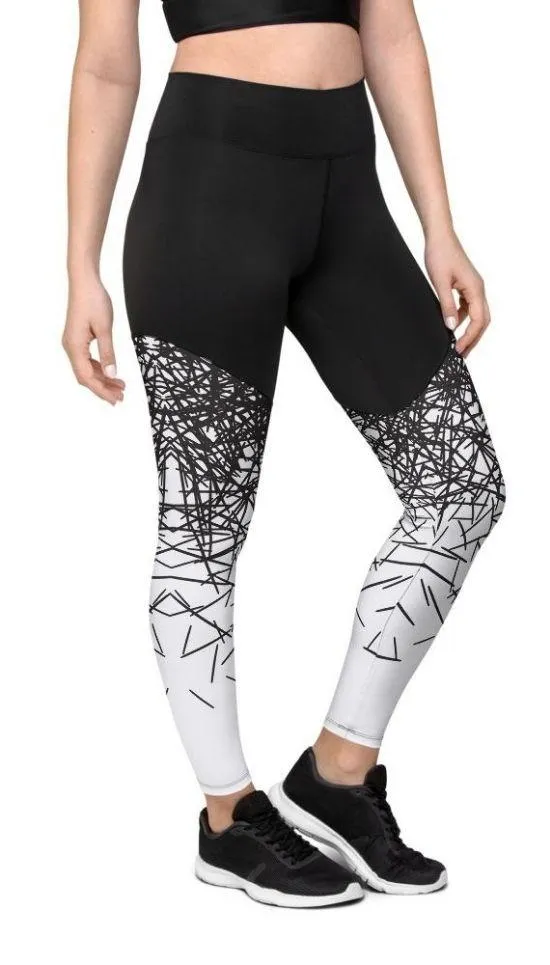 Black & White Ombre Compression Leggings