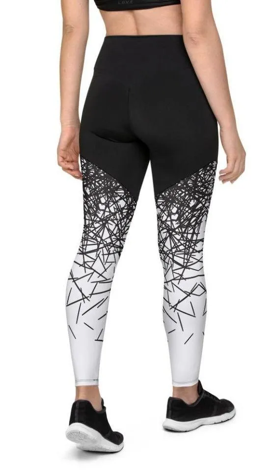 Black & White Ombre Compression Leggings