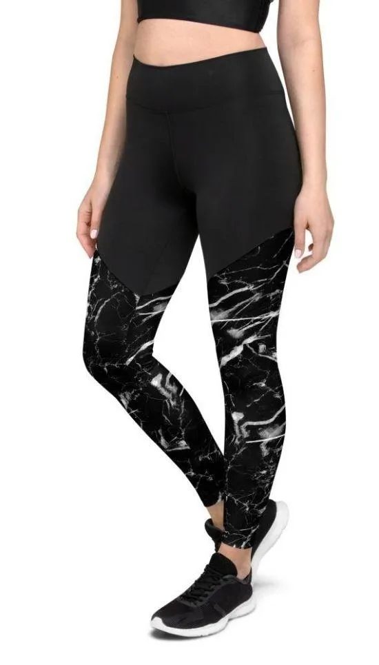 Black Marble Compression Leggings