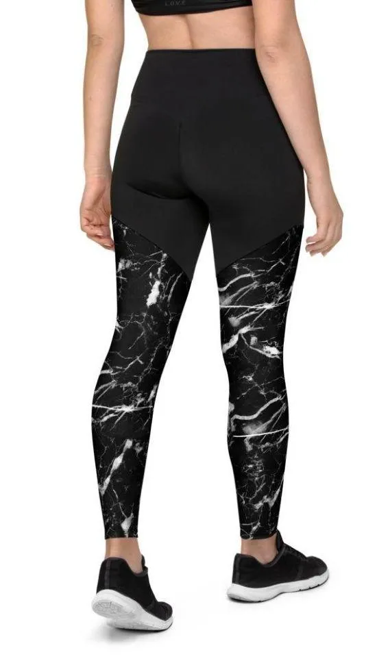 Black Marble Compression Leggings