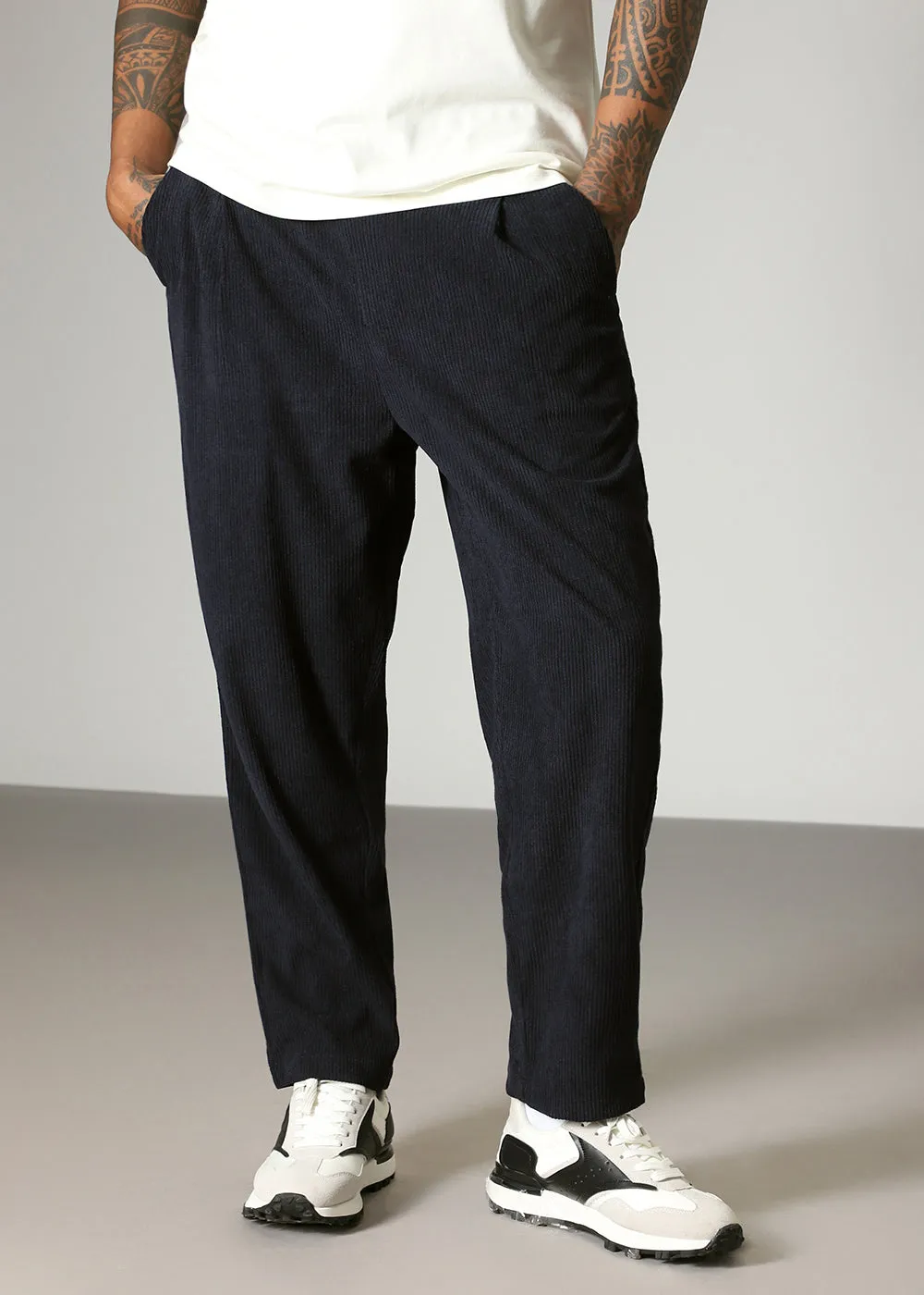 Blue Drawstring Corduroy Pant