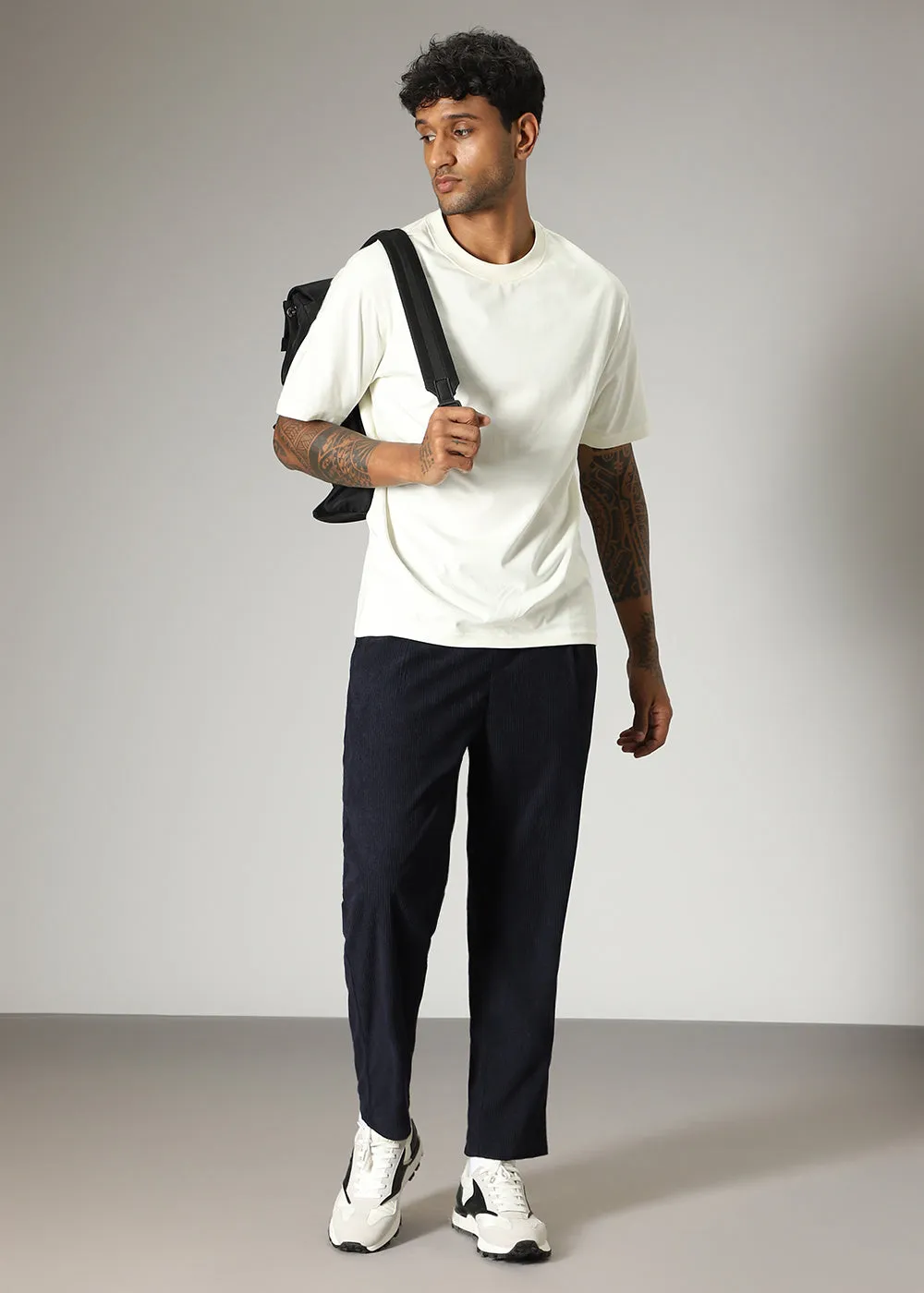 Blue Drawstring Corduroy Pant