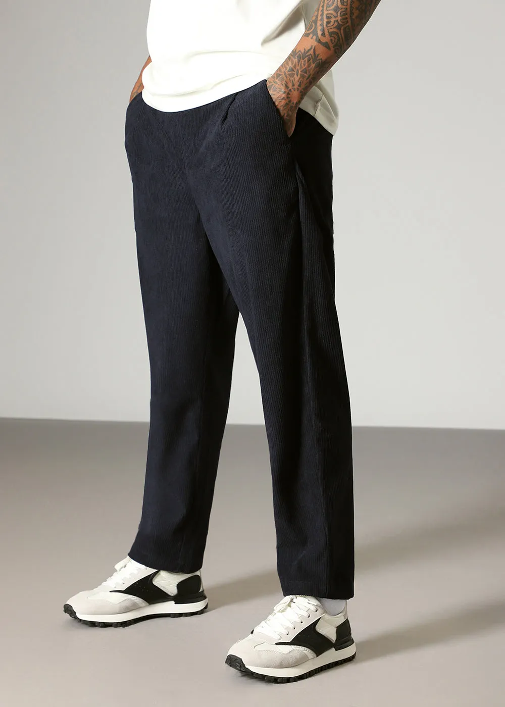 Blue Drawstring Corduroy Pant