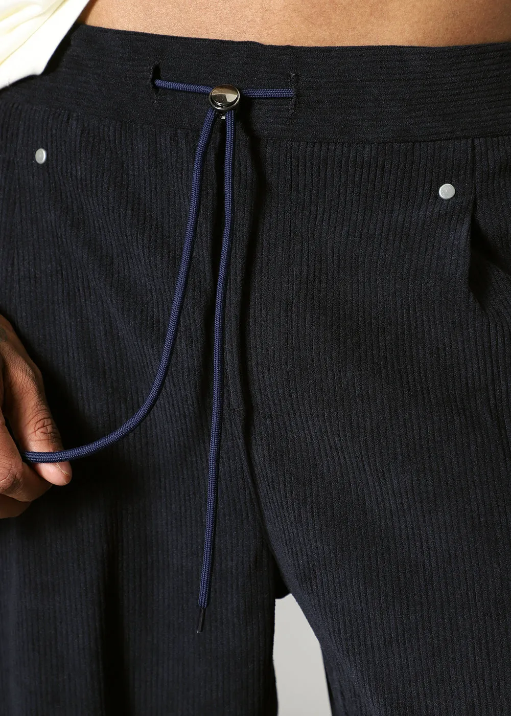 Blue Drawstring Corduroy Pant