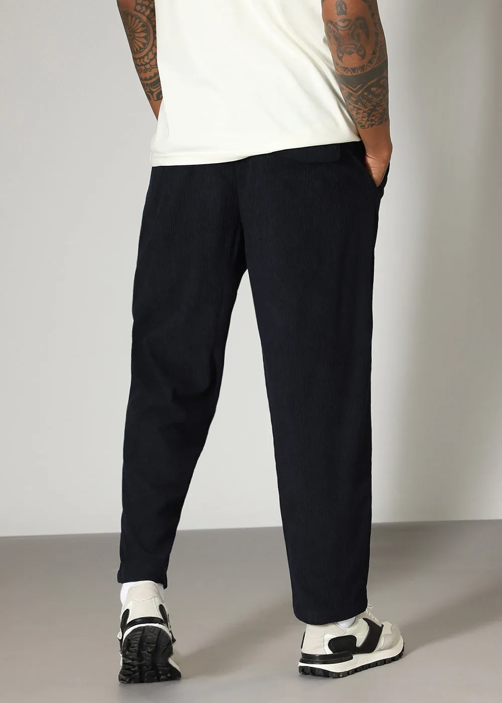 Blue Drawstring Corduroy Pant