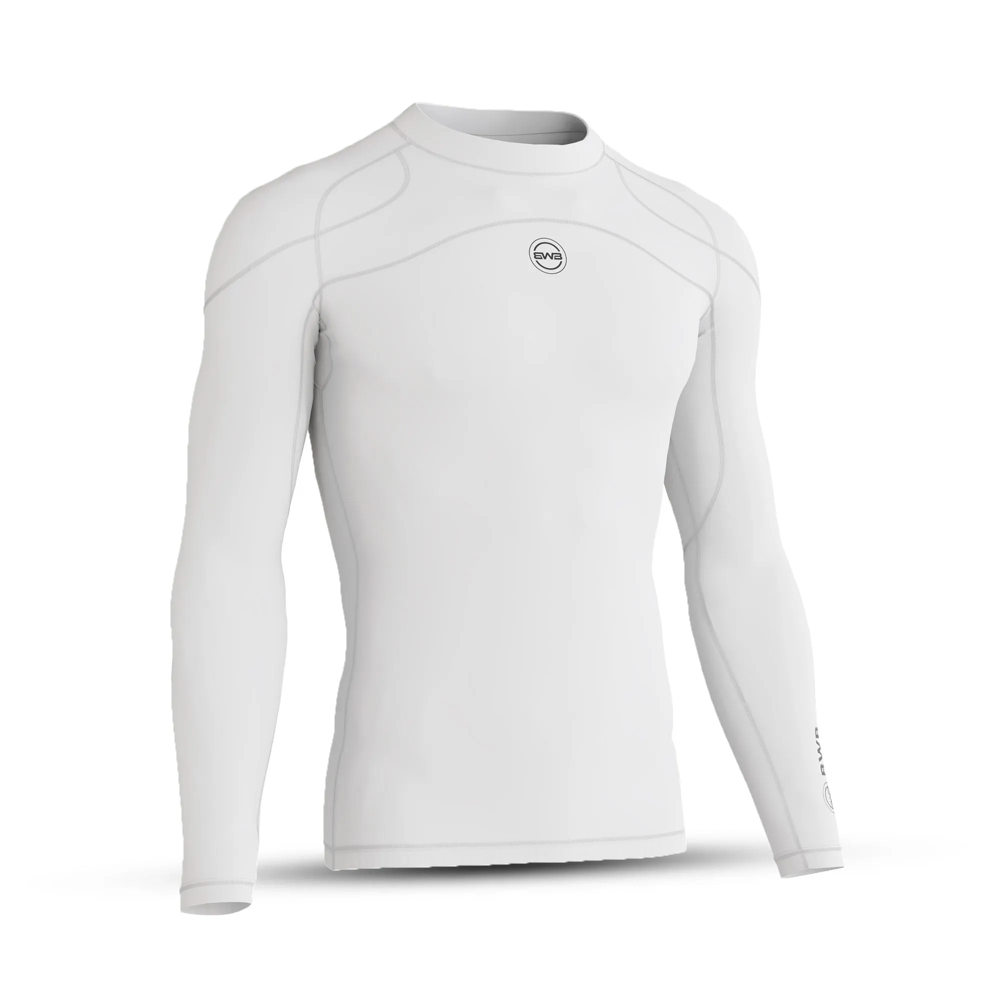 BWB MEN'S WHITE LONG SLEEVE BASELAYER COMPRESSION SHIRT & LEGGINGS SET