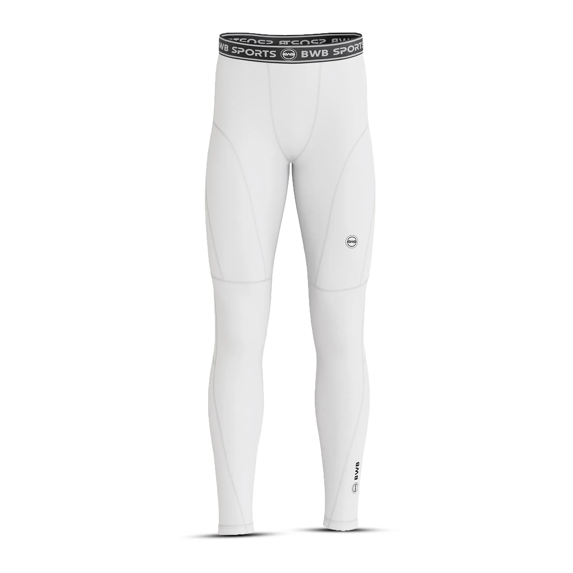 BWB MEN'S WHITE LONG SLEEVE BASELAYER COMPRESSION SHIRT & LEGGINGS SET