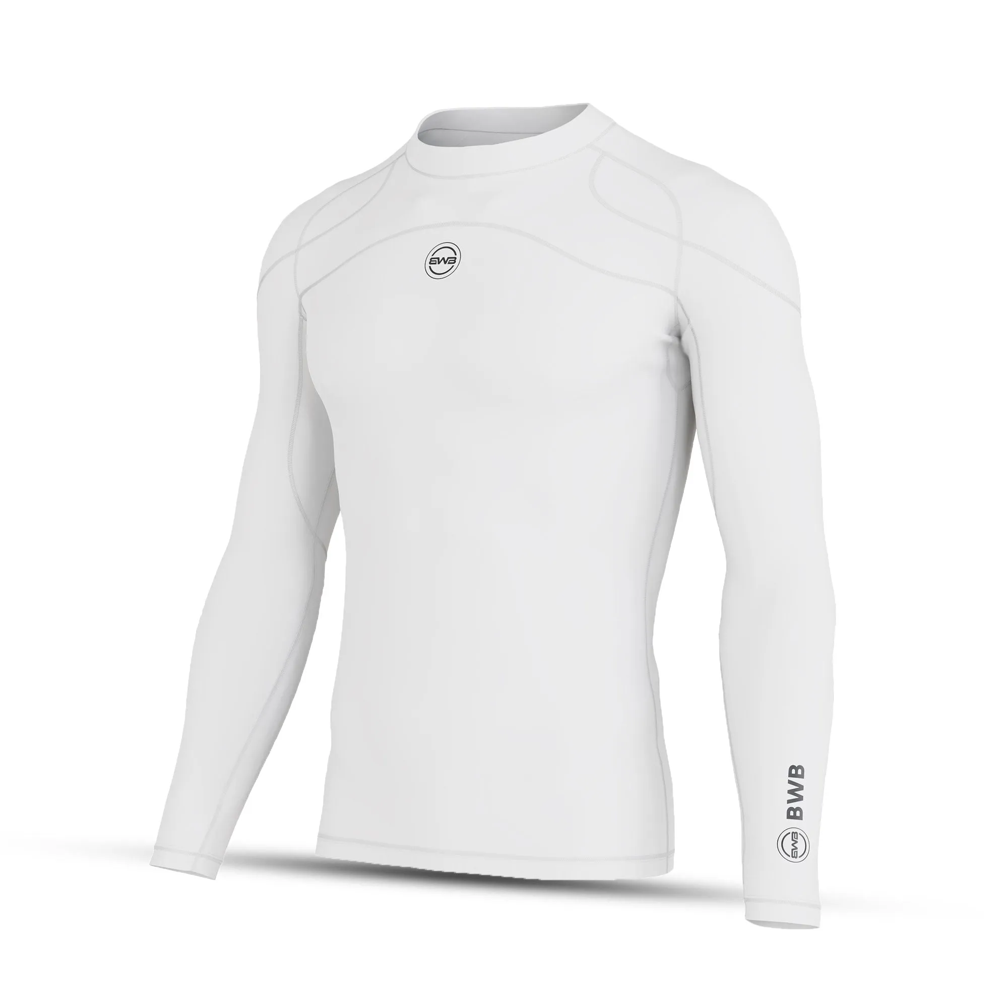 BWB MEN'S WHITE LONG SLEEVE BASELAYER COMPRESSION SHIRT & LEGGINGS SET