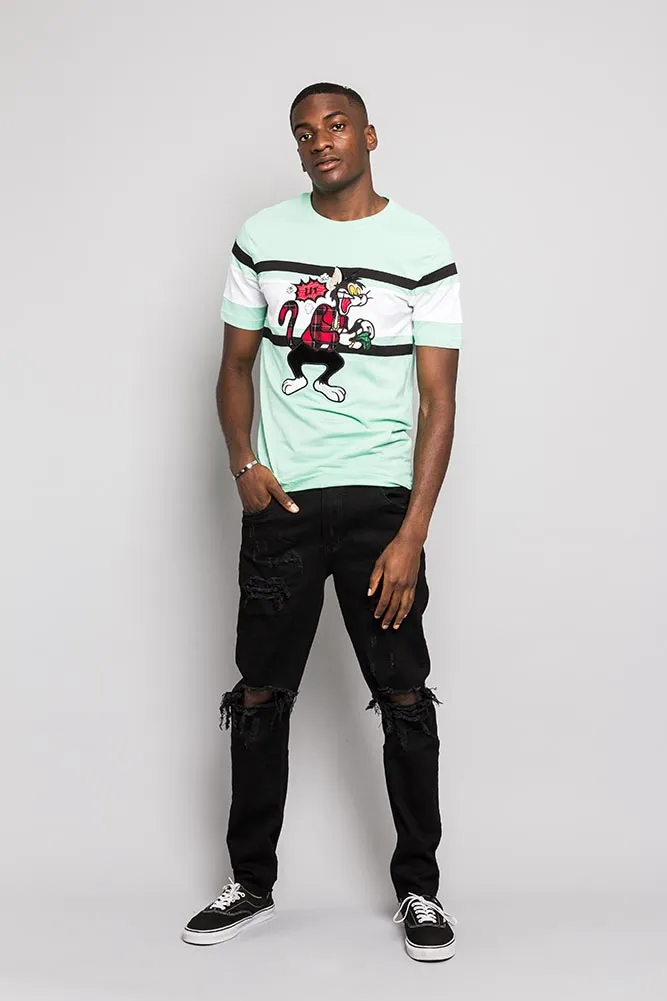 Color Blocked Embroidered Lit Money T-Shirt