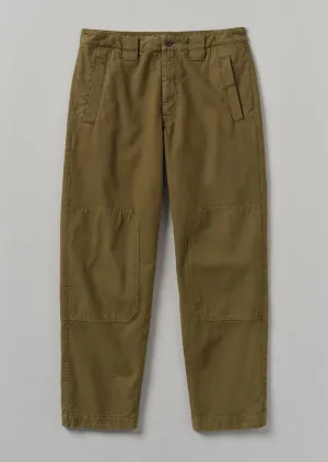 Cotton Canvas Tapered Trousers | Woodland Green