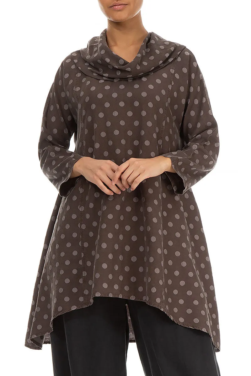 Cowl Neck Brown Silk Cotton Tunic