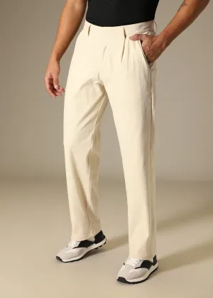 Cream Textured Corduroy Pant