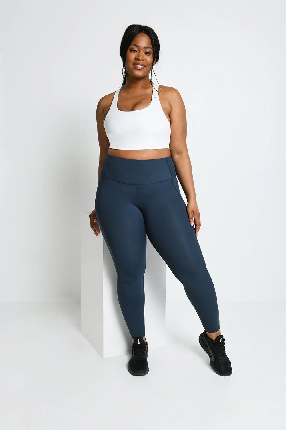 Curve Energise High Waisted Gym Leggings - Thunder Blue