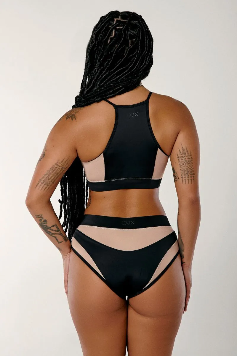 CXIX I S I S High Waisted Bottoms - Black with Sand Mesh