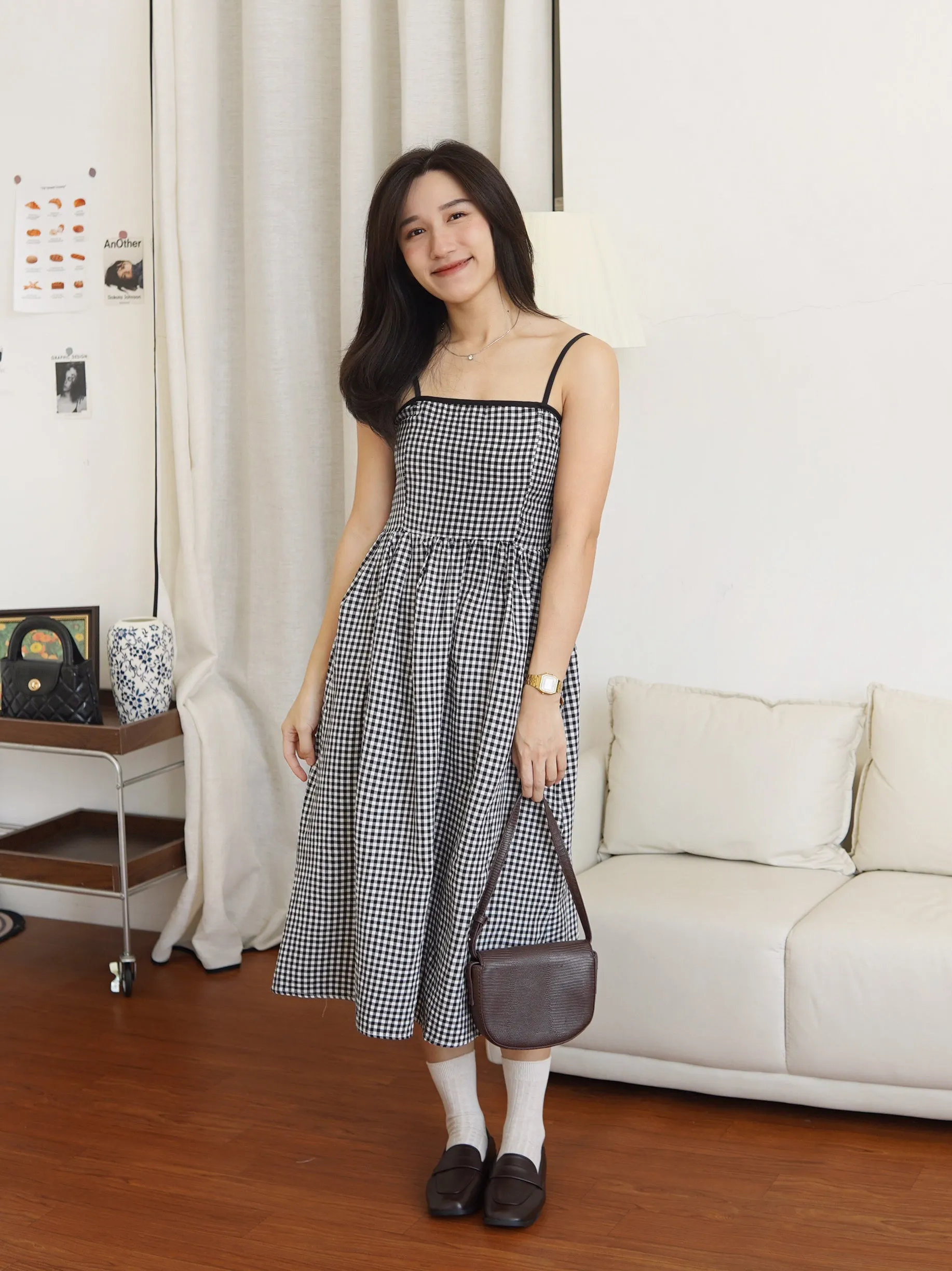 Elexis Gingham Column Midi Dress