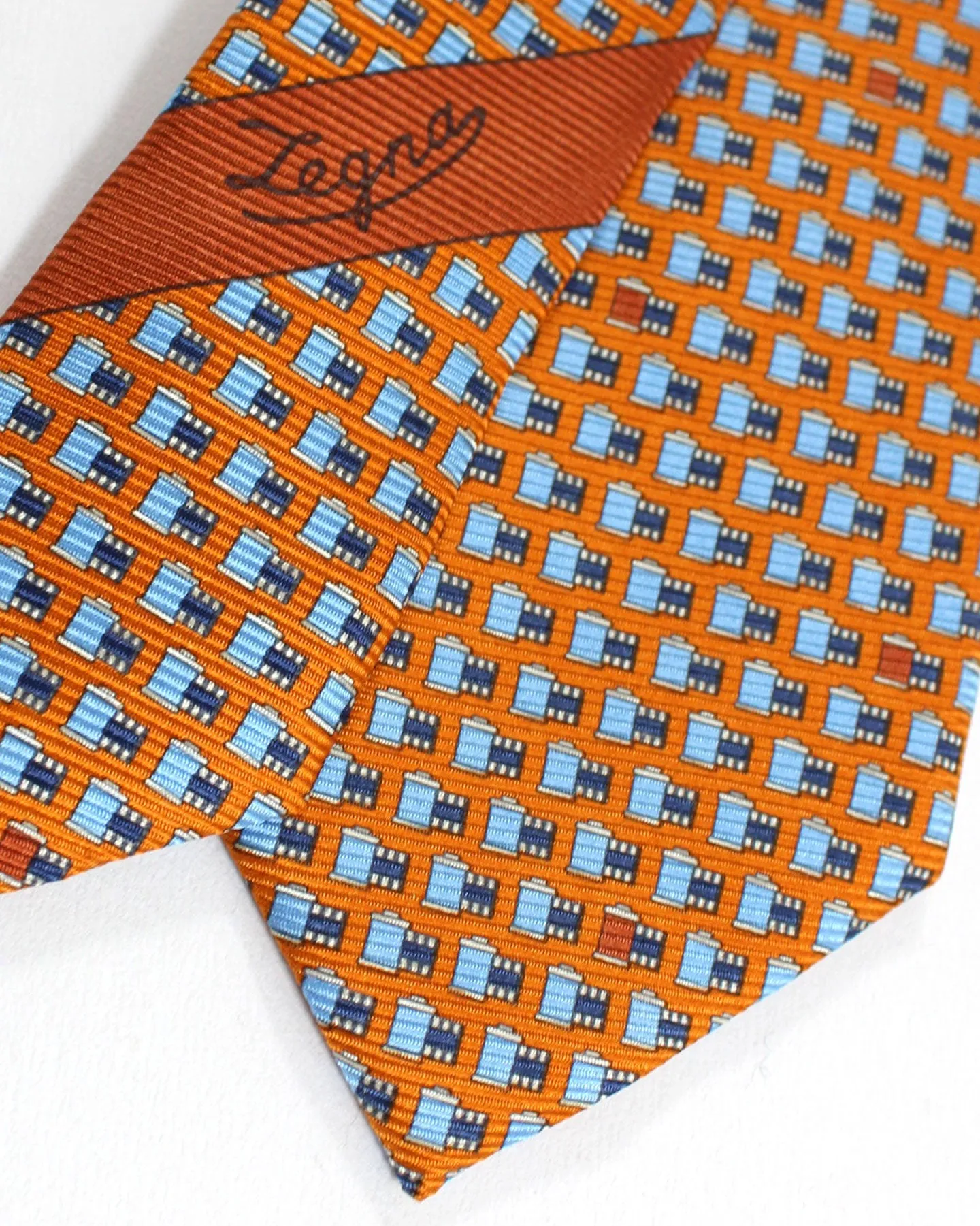 Ermenegildo Zegna Silk Tie Orange Blue Film Roll - SALE