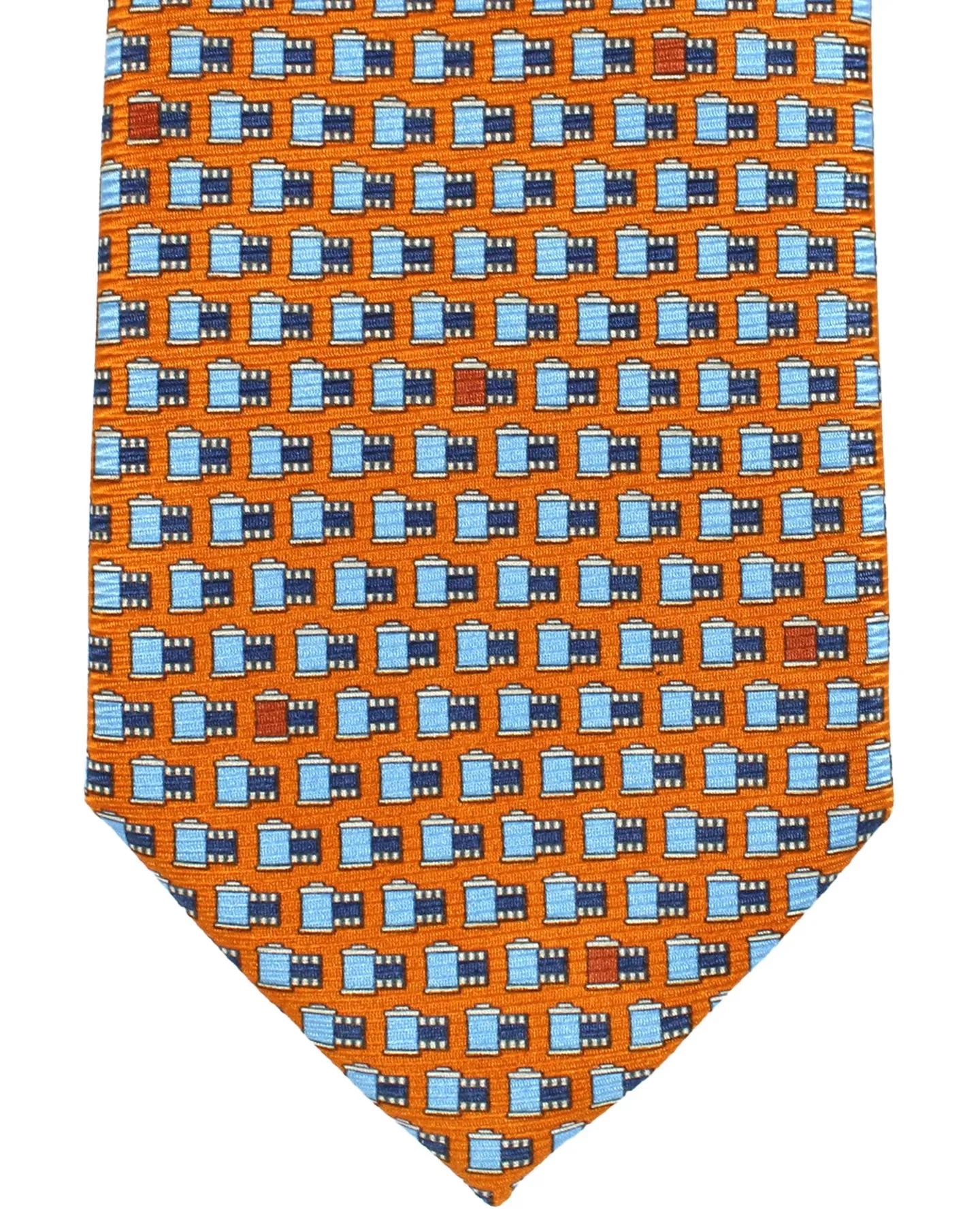 Ermenegildo Zegna Silk Tie Orange Blue Film Roll - SALE