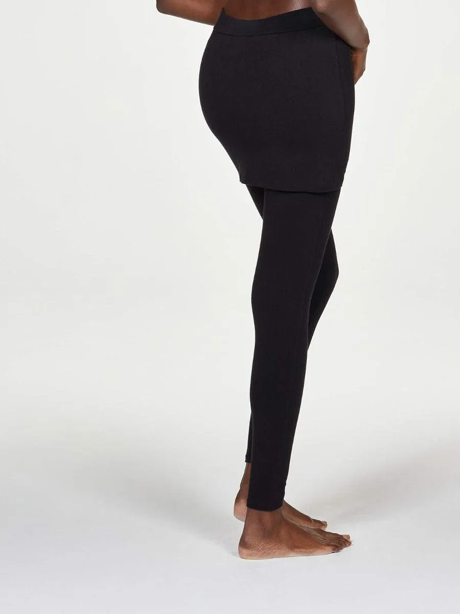 Essential Bamboo Skirt Cover Leggings - Black